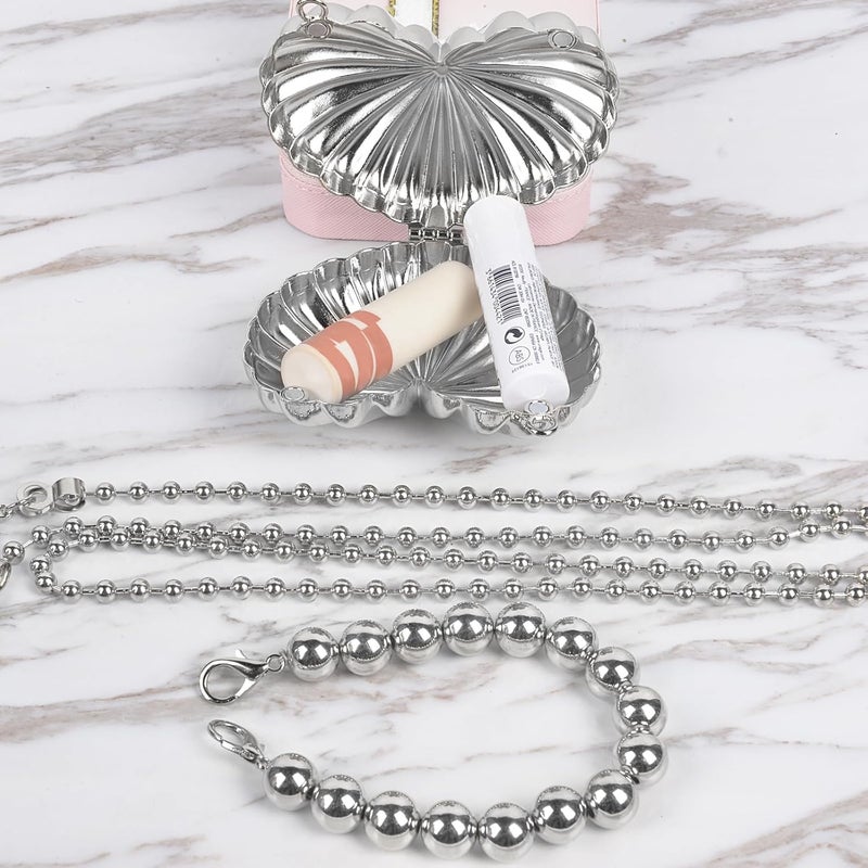 QZUnique Mini Heart Evening Bag, Metal Purse Crossbody Handbag for Girl Kids, Women Shoulder Bag for Wedding Prom Party - Image 4